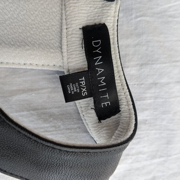 Dynamite white tank top with black pleather trim - Picture 3 of 3